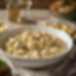 Delicious Chicken Tortellini Alfredo served in a creamy sauce with herbs