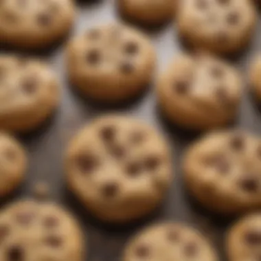 Key Ingredients for Chocolate Chip Peanut Butter Cookies An artistic arrangement of ingredients including peanut butter, chocolate chips, and flour, emphasizing the key components of the recipe.