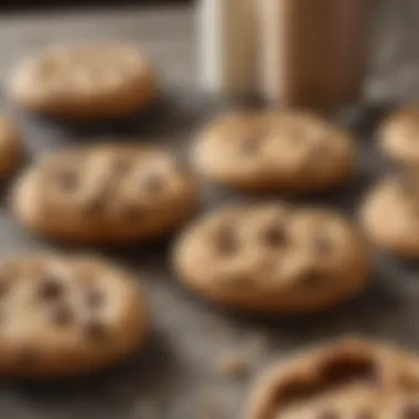 Artistic Presentation of Chocolate Chip Peanut Butter Cookies A beautifully plated trio of chocolate chip peanut butter cookies with a sprinkle of sea salt on top, highlighting their texture and presentation.