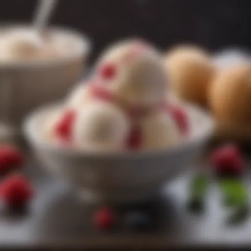 Delicious homemade ice cream served in a bowl with fresh berries.