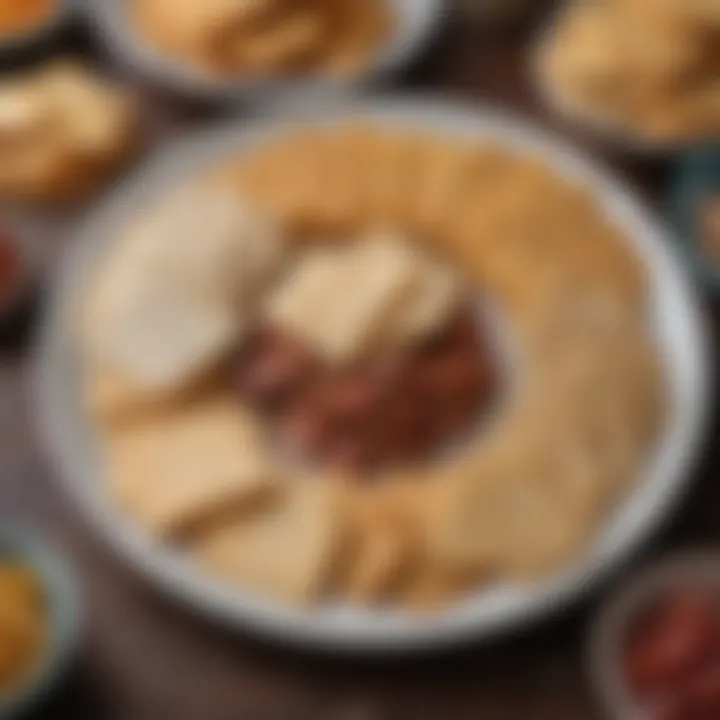 An assortment of keto-friendly crackers arranged on a platter