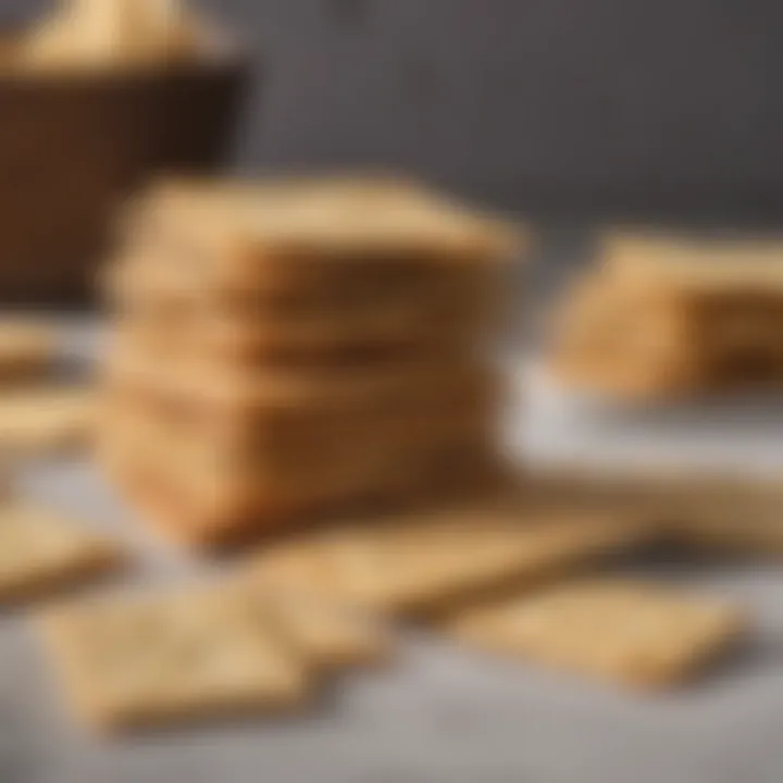 A selection of store-bought keto crackers displayed on a kitchen counter