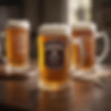 Customizable beer mugs displaying unique designs and messages