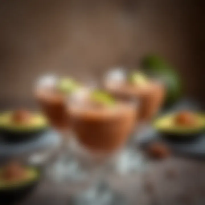 Decadent avocado chocolate mousse in elegant serving glasses