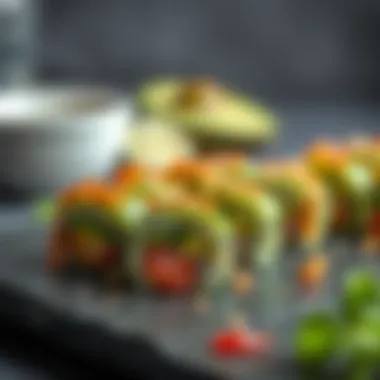 Creative avocado sushi rolls with fresh ingredients