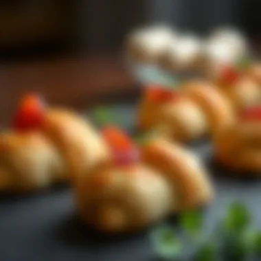 Savory appetizers crafted from crescent dough, garnished elegantly