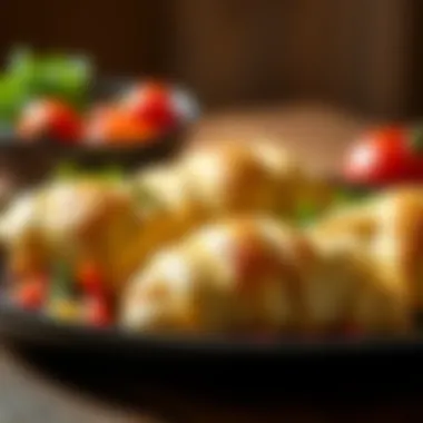 Innovative meal featuring crescent dough as a base, colorful vegetables displayed