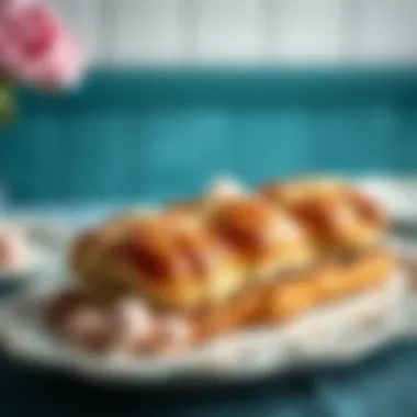 A modern twist on traditional hot cross buns presented on a decorative platter