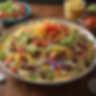 A colorful bowl of hamburger taco salad