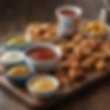 Dipping Sauces to Enhance the Experience A selection of dipping sauces paired with pretzel bites