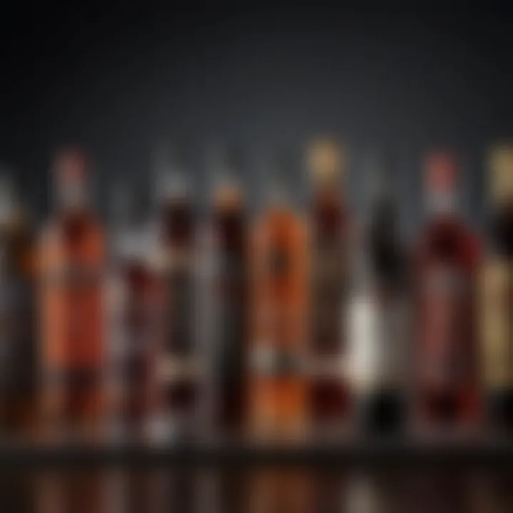 A selection of dark liquors on display