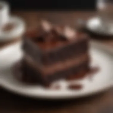 Hershey's Dark Chocolate Cake served on a beautiful plate