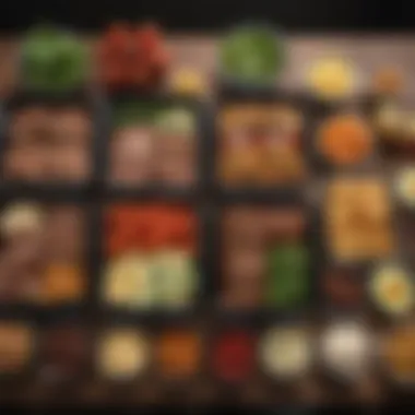 Keto Meal Prep Inspiration An organized meal prep layout with keto food items