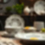 Elegant porcelain dinnerware set with intricate designs