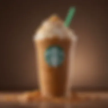 Vibrant caramel Frappuccino bottle against a contrasting background