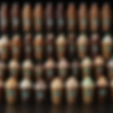 A selection of Starbucks bottled Frappuccino flavors arranged artistically