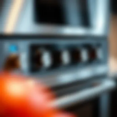 Close-up of the control panel highlighting the innovative functionalities of a double oven stove.