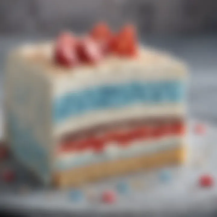 A close-up of a slice of DQ Frozen Cake, highlighting its creamy layers.