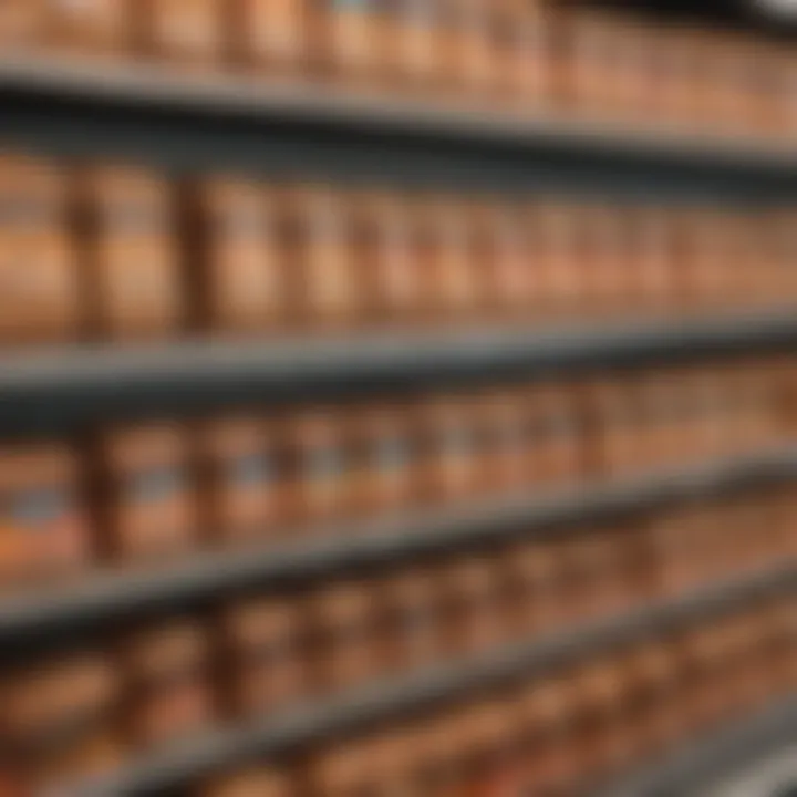 A selection of Ezekiel bread varieties on a grocery store shelf.