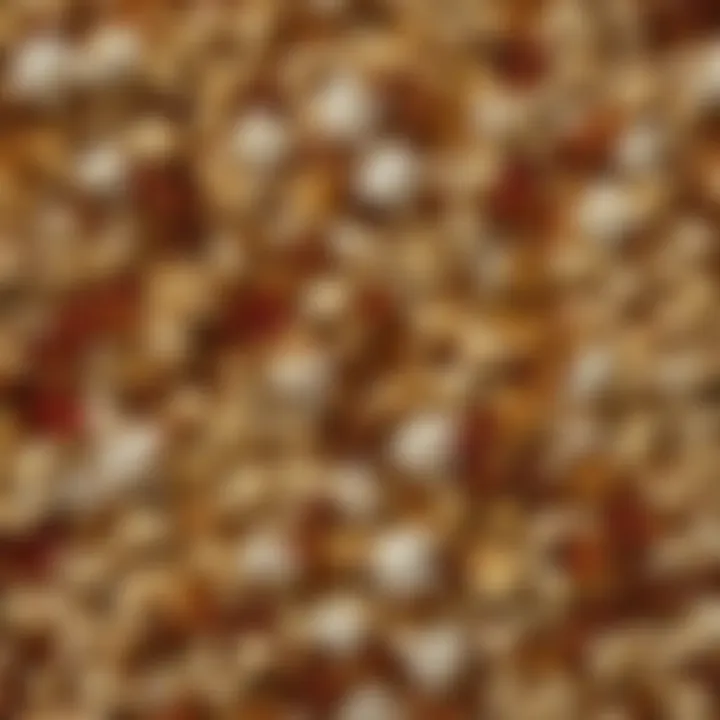 A close-up of vibrant spices sprinkled over freshly popped popcorn.