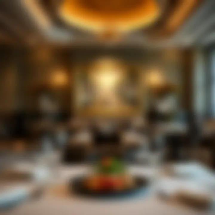 The Essence of Luxurious Ambiance Luxurious restaurant ambiance featuring soft lighting and art