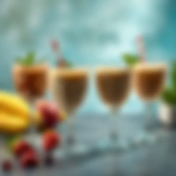 Elegant Presentation of Fresh Shakes Delicious fresh shakes served in elegant glasses