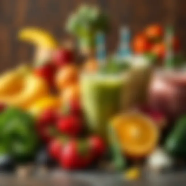 Diverse Ingredients for Fresh Shakes Variety of fresh shake ingredients including fruits and vegetables