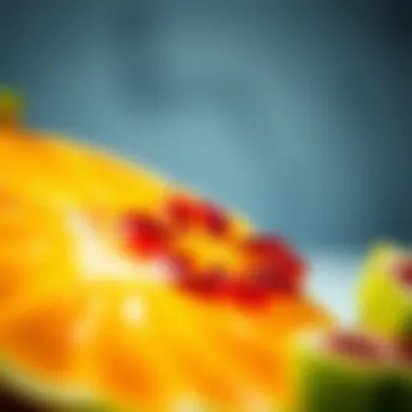 Vibrant Fruit Slice for Wellness A close-up of a sliced fruit, emphasizing its texture and color, symbolizing health and vitality