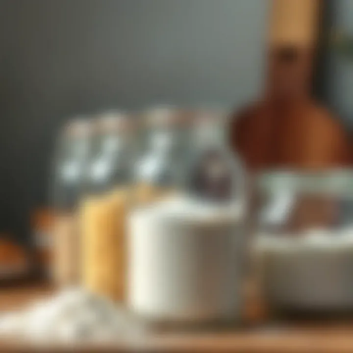 Flour varieties stored in glass jars