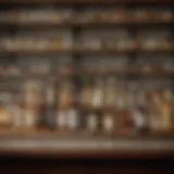 A selection of gluten-free and sugar-free alcoholic beverages on a bar counter