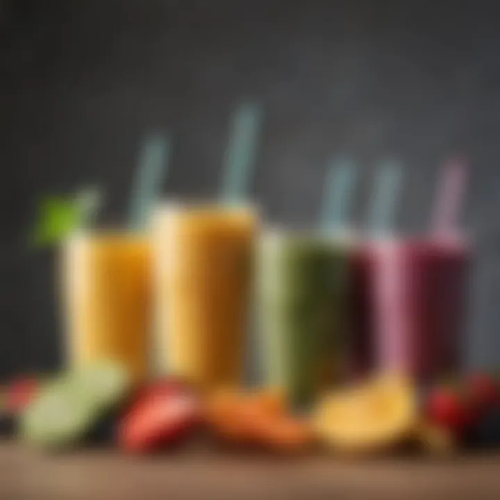 A close-up of a nutrient-rich smoothie being held, illustrating the convenience of healthy beverage options.