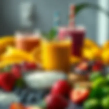 Colorful Ingredients for Sugar-Free Smoothies A collection of colorful ingredients for smoothie preparation