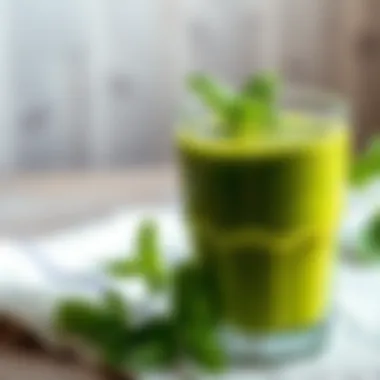 Refreshing Green Smoothie with Mint A refreshing green smoothie in a glass with mint leaves