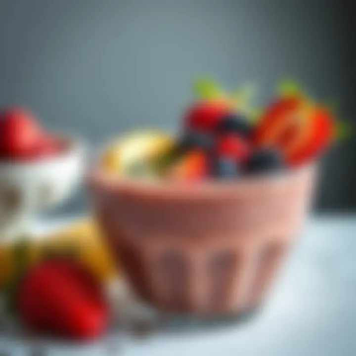 Vibrant Smoothie Bowl with Fresh Fruits A vibrant smoothie bowl topped with fresh fruits and seeds