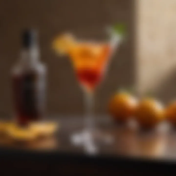 Elegant glass of Hennessy cocktail garnished with citrus