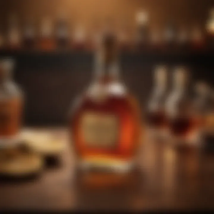 Artistic display of Hennessy bottles with rich background