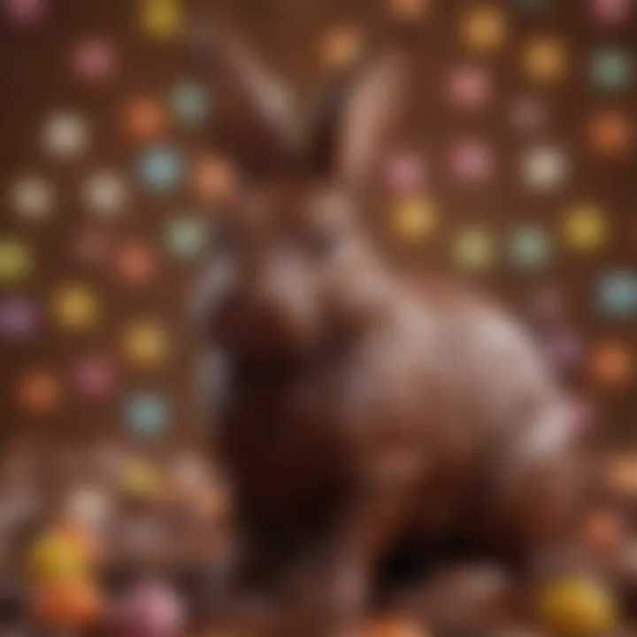 Close-up of the texture of a chocolate bunny