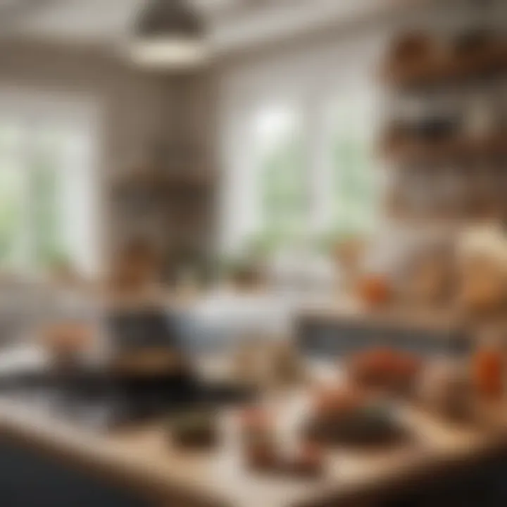 A cozy kitchen scene with a variety of cooking tools and a recipe book opened.