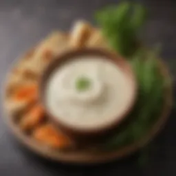 A vibrant bowl of horseradish dipping sauce with fresh herbs