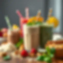 Colorful array of protein sources for shakes