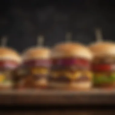 An array of burger variations displayed side by side, celebrating diversity in burger preparation