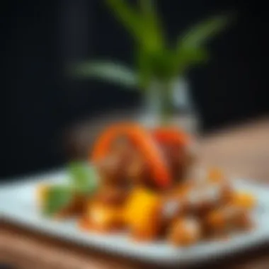 A Culinary Presentation of Jerk Sauce A beautifully plated dish featuring jerk sauce