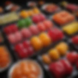 Colorful assortment of traditional Japanese jelly snacks presented elegantly