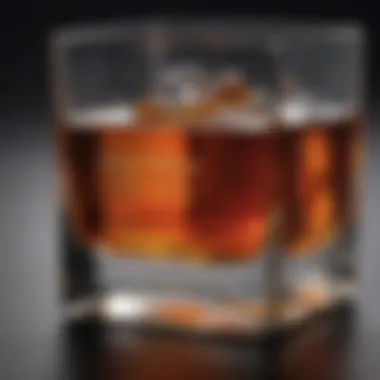 A close-up of a glass of Johnnie Walker whisky, highlighting its rich amber color and complex texture.