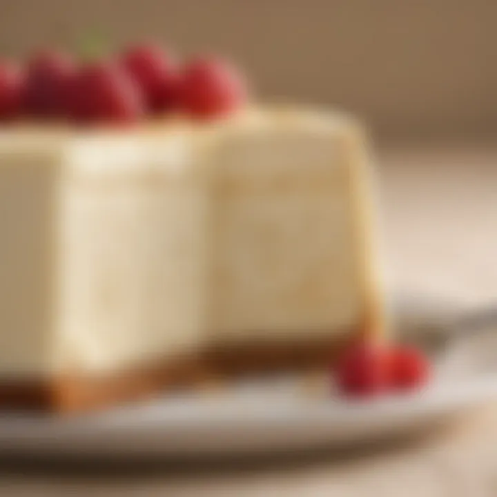 A close-up of the cheesecake's creamy texture.