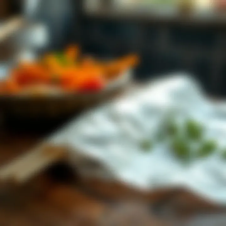 A close-up of rice paper sheets on a wooden surface