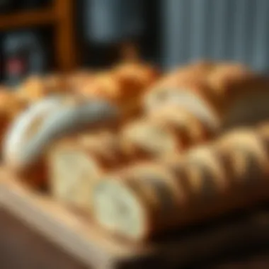 An assortment of keto-friendly bread varieties displayed elegantly on a wooden board.