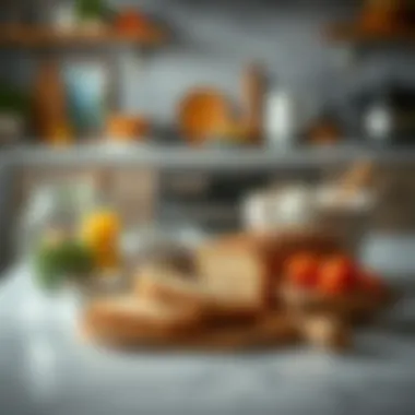 A stylish kitchen setup with ingredients for baking keto bread laid out invitingly.