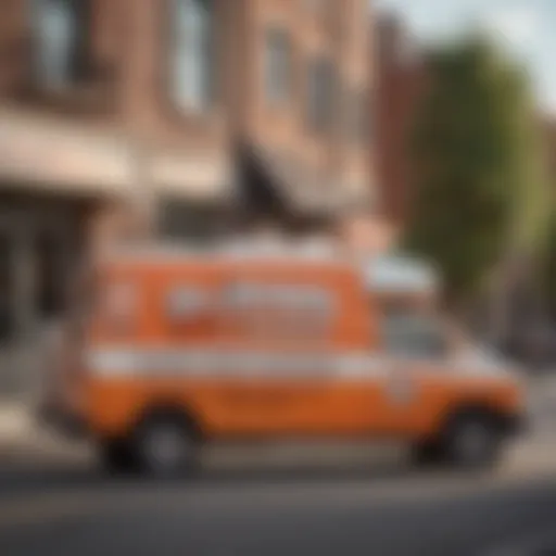 Delivery vehicle adorned with Little Caesars branding