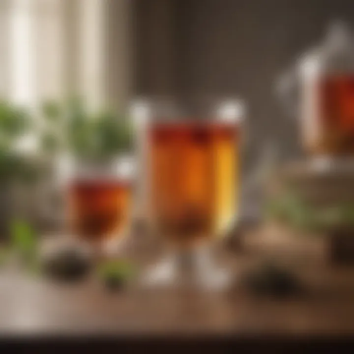 A vibrant selection of herbal teas in elegant cups